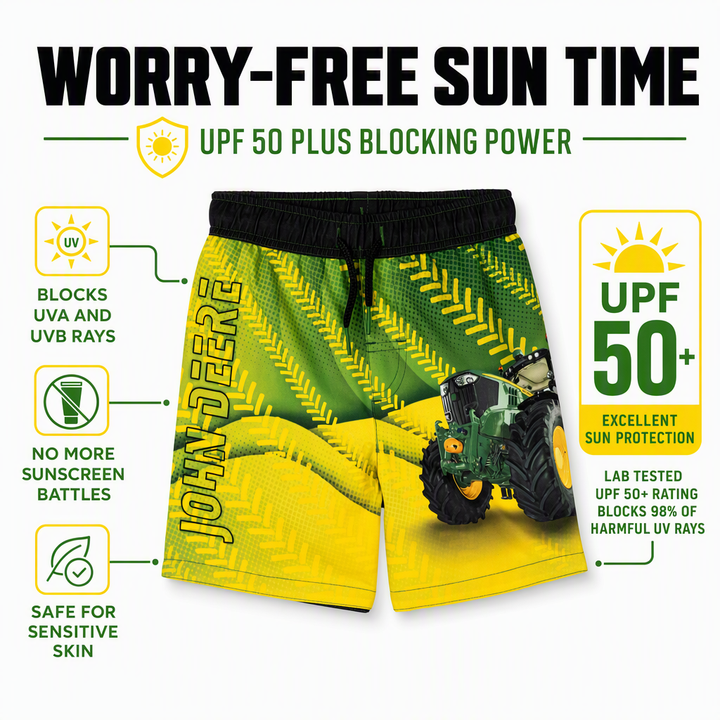 John Deere Boys' Swimwear Swim Trunks Lime Green