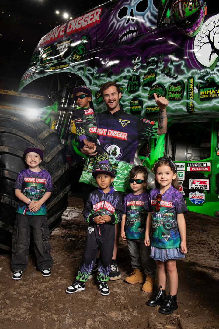 Monster Jam Grave Digger Boys' Fleece Hooded One Piece Green