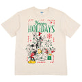 Disney Mickey Mouse Men's Holiday Short Sleeve T-Shirt Ivory Friends