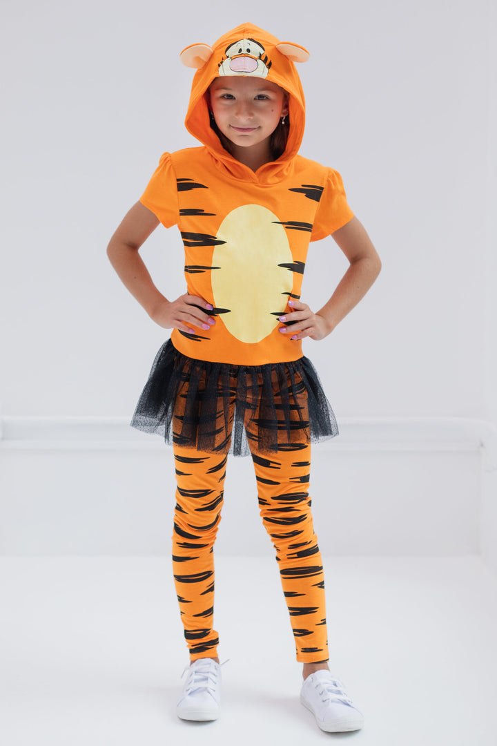 Disney Winnie the Pooh Tigger Cosplay 2-Piece Hooded Tee and Leggings Set Orange