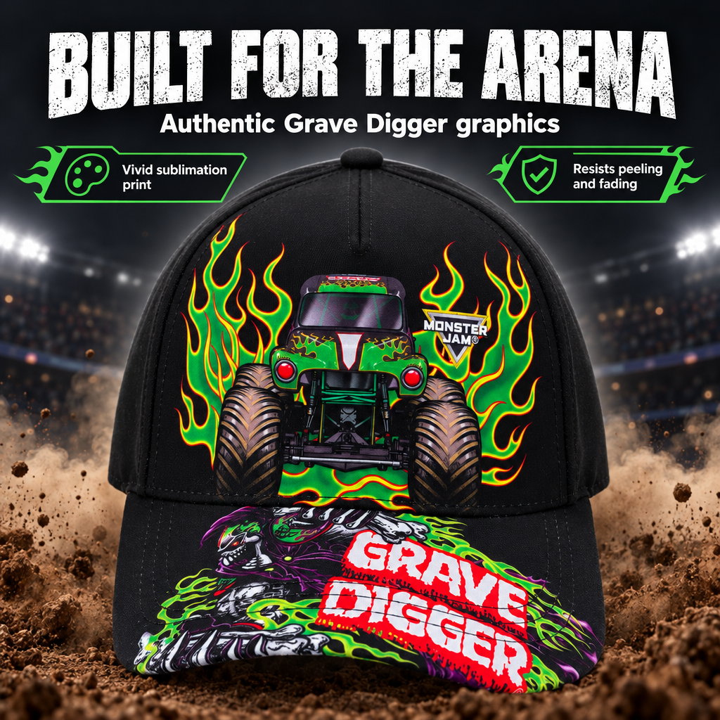 Monster Jam Grave Digger Boys' Baseball Cap Black