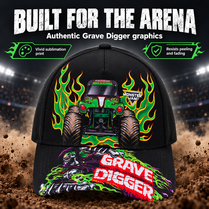 Monster Jam Grave Digger Boys' Baseball Cap Black