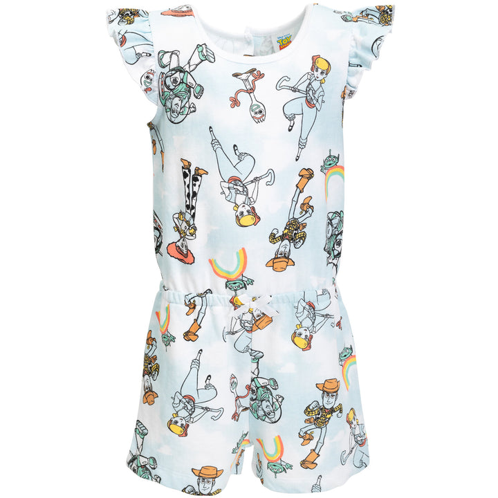 Disney Toy Story Girls' Sleeveless Skater Romper Light Blue