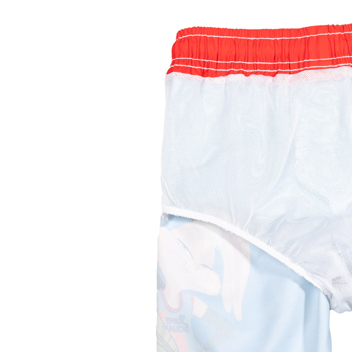 Looney Tunes Space Jam Boys' UPF 50+ Rash Guard and Swim Trunks Set Blue Red