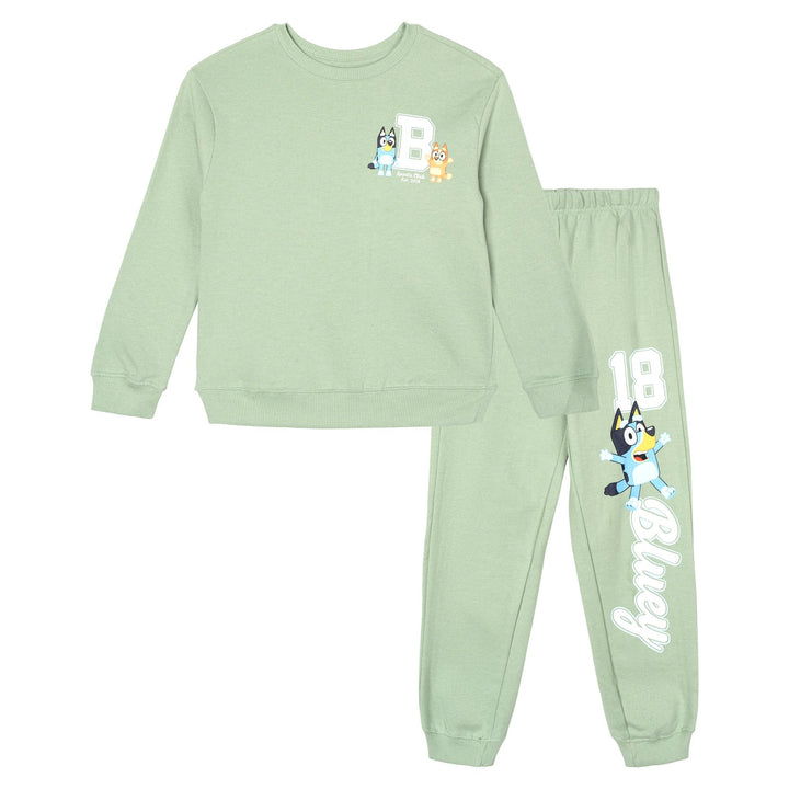 Bluey Boys' 2-Piece Fleece Sweatshirt and Pants Set Seafoam Bingo