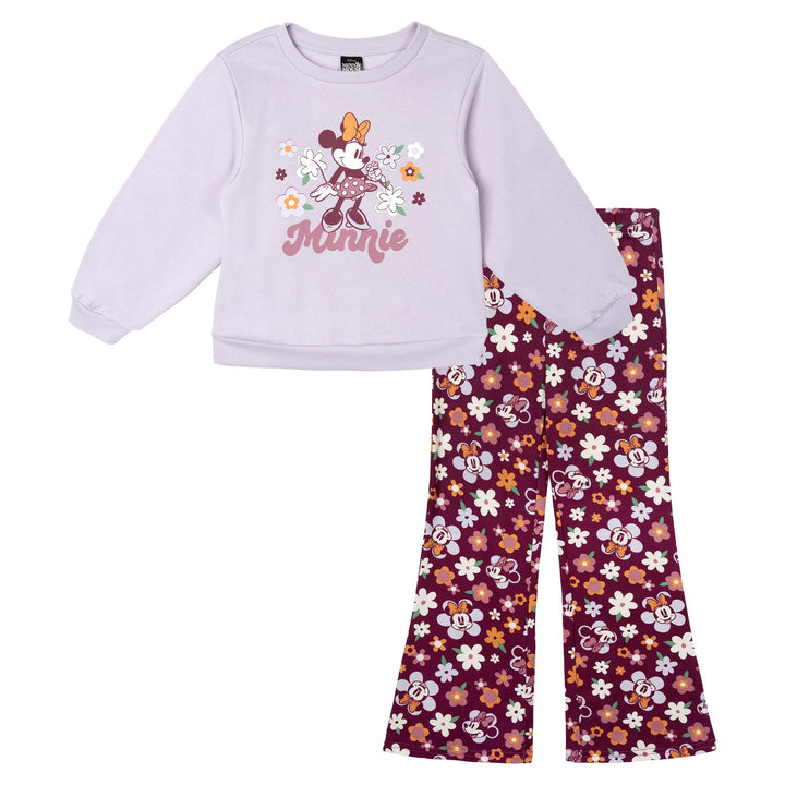 Minnie Mouse Girls' 2-Piece Sweatshirt and Flare Leggings Set Retro Plum