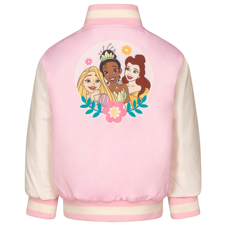 Disney Princess Girls' Varsity Bomber Jacket Pastel Pink