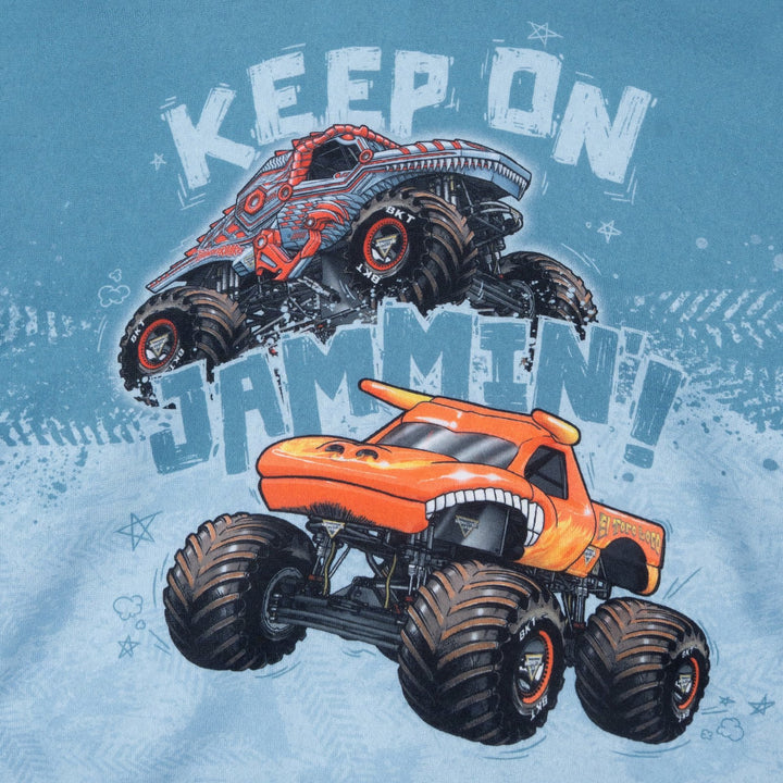 Monster Jam Boys' Sublimated Fleece Hooded Sweatshirt Icy Slate Blue
