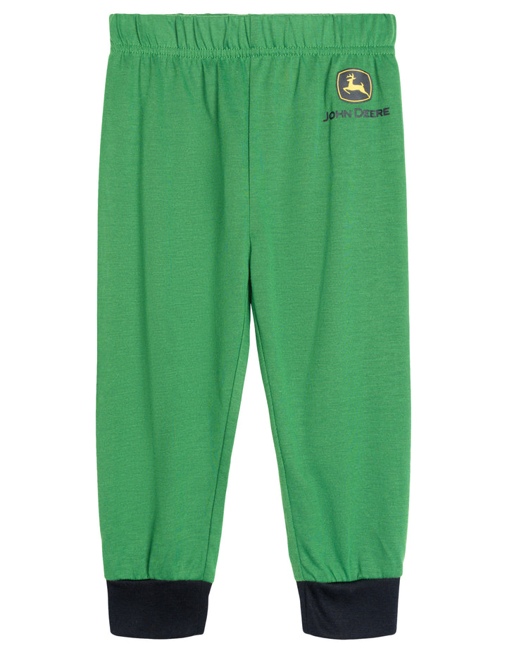 John Deere Boys' Pajama Shirt and Pants Set Evergreen Black