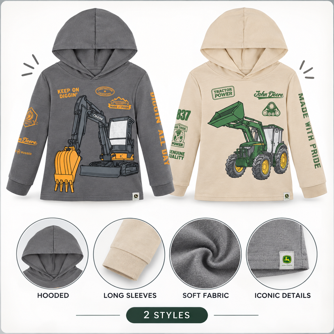 John Deere Boys' Pullover Hoodie Khaki