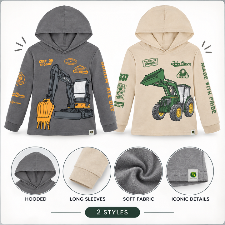 John Deere Boys' Pullover Hoodie Khaki