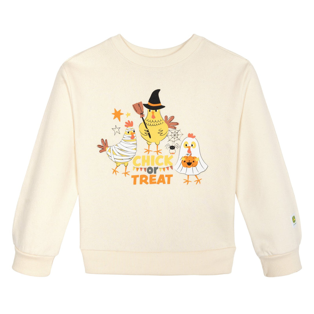 John Deere Girls' Holiday Fleece Pullover Tusk Off White