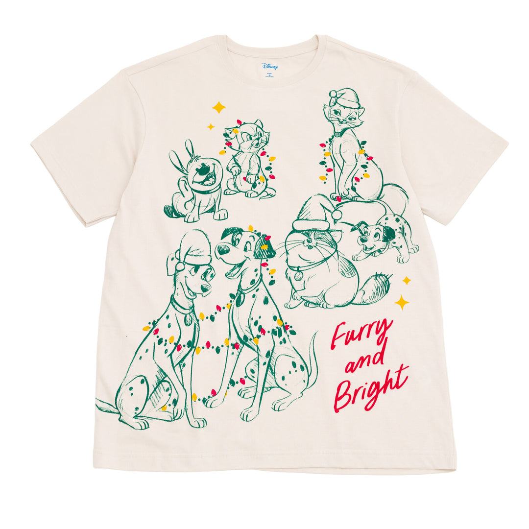 Disney Classics Adult Men or Women Holiday Short Sleeve T-Shirt Ivory