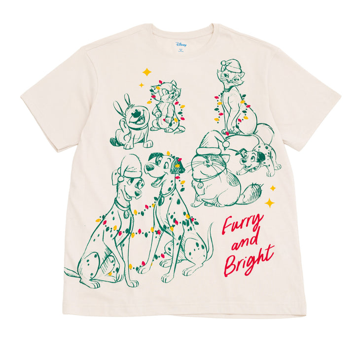 Disney Classics Adult Men or Women Holiday Short Sleeve T-Shirt Ivory