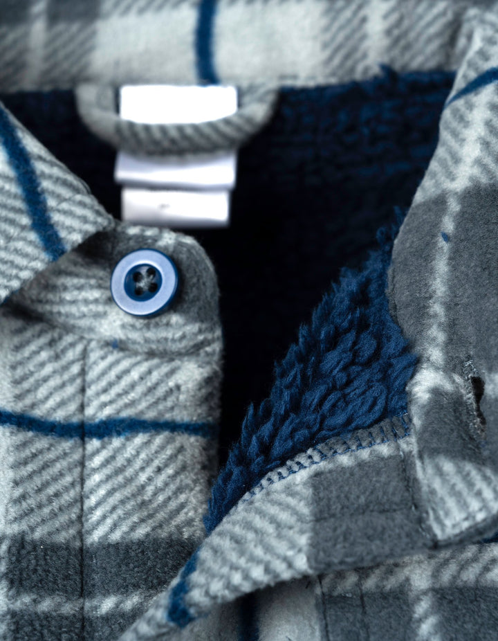 Ford Mustang Boys' Fleece Shacket Grey Blue Plaid
