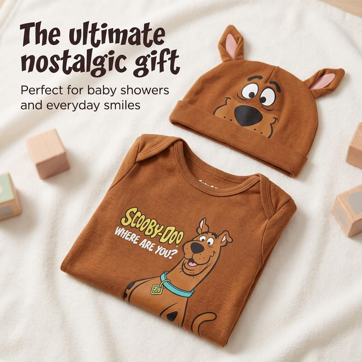 Warner Bros. Scooby-Doo Baby Boys' Cosplay Bodysuit and Hat Set Brown
