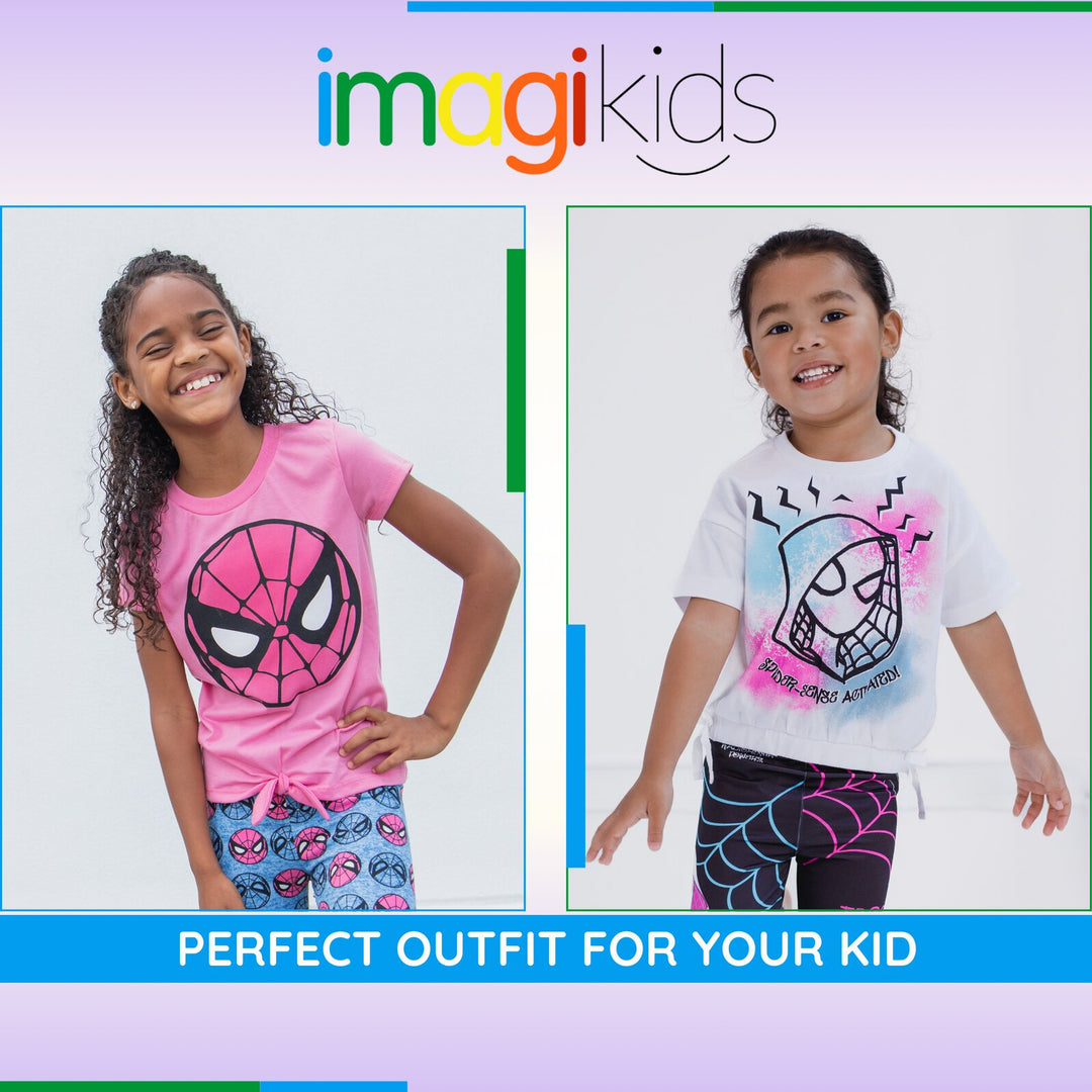 Marvel Spider-Verse Ghost-Spider Girls' 2-Piece T-Shirt and Leggings Set White