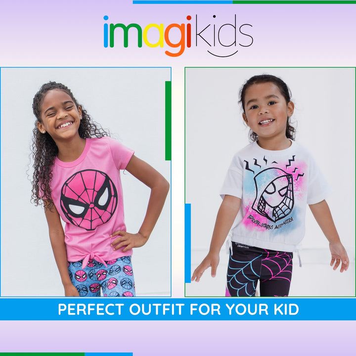 Marvel Spider-Verse Ghost-Spider Girls' 2-Piece T-Shirt and Leggings Set White