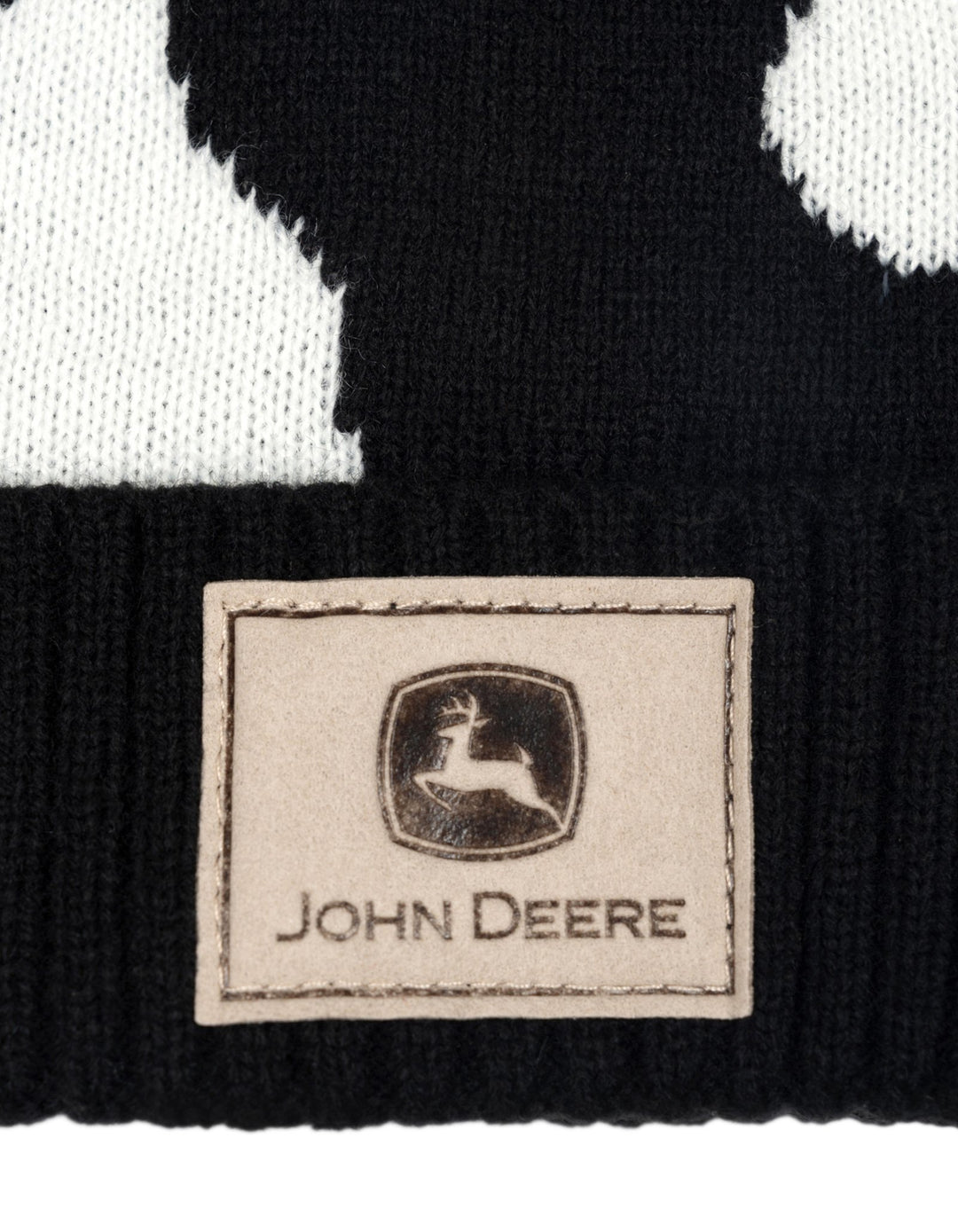John Deere Toddler Boys' Pom Pom Beanie Hat with Sound Chip Black White Cow