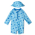 Disney Mickey Mouse Baby Boys' Swimwear One Piece Sunsuit and Hat Set Light Blue