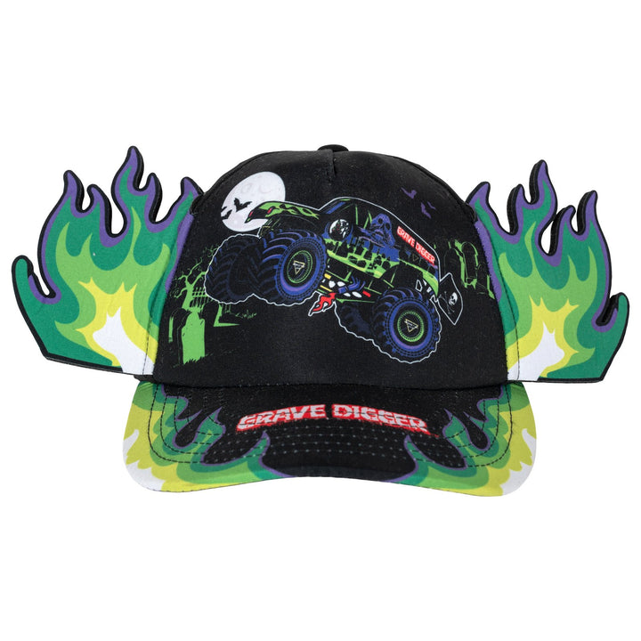 Monster Jam Boys' Cosplay Strapback Baseball Cap Grave Digger Green