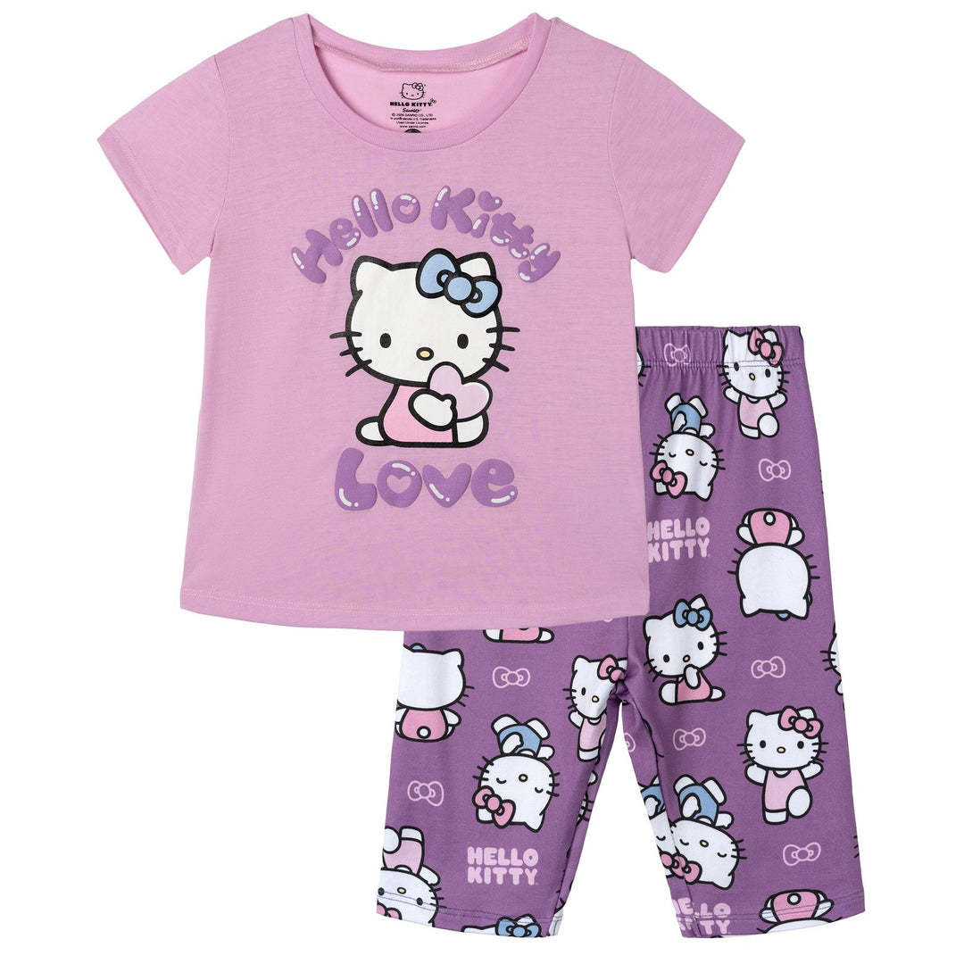 Hello Kitty Girls' 2-Piece T-Shirt and Bike Shorts Set Mulberry