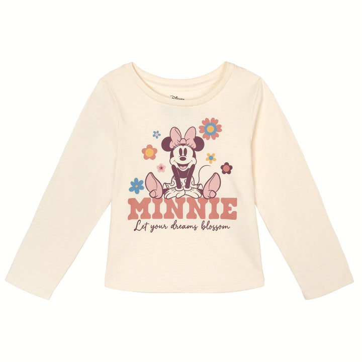Minnie Mouse Girls' Long Sleeve Tee and Corduroy Skirt Set Cream Pink