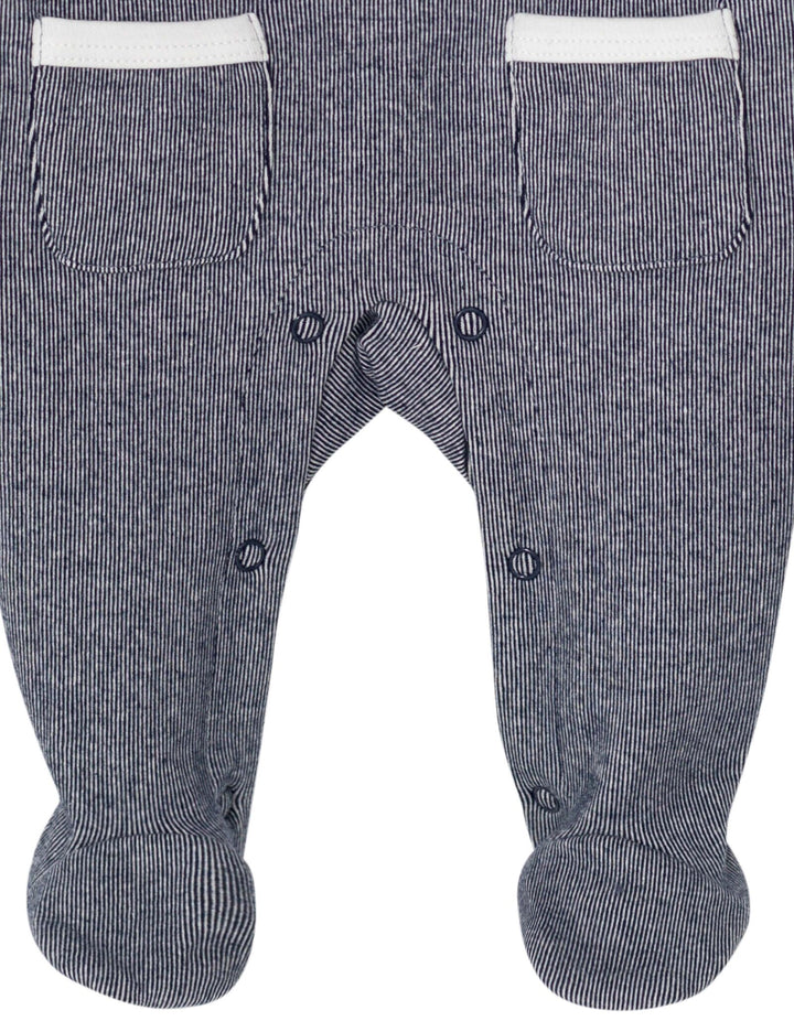 Cozeeme Baby Boy or Girl Footed Sleep N Play Navy White Stripe