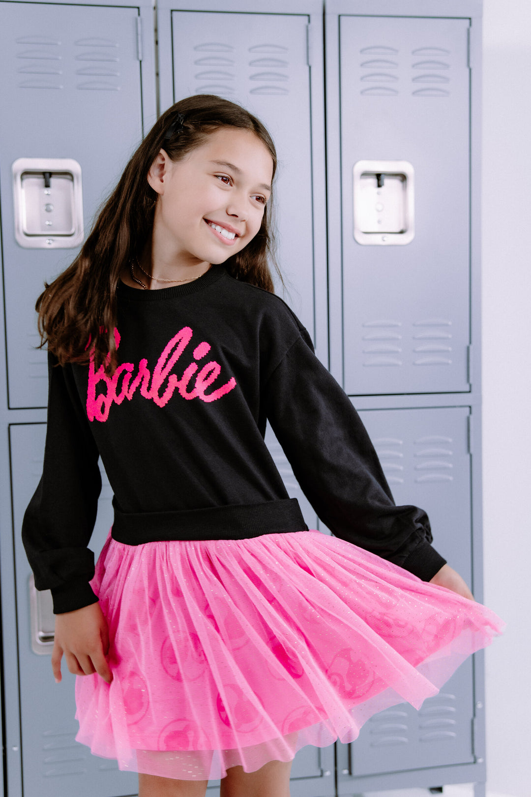 Barbie Girls' Glitter Tutu Dress Black Pink