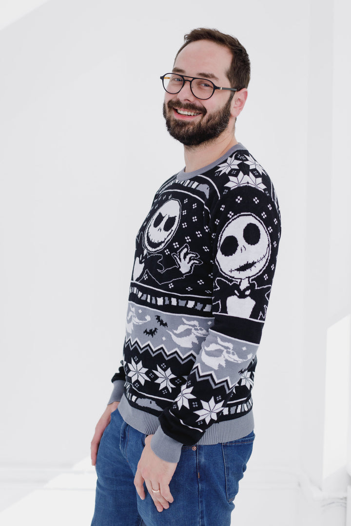 Nightmare Before Christmas Holiday Sweater Jack Skellington Black