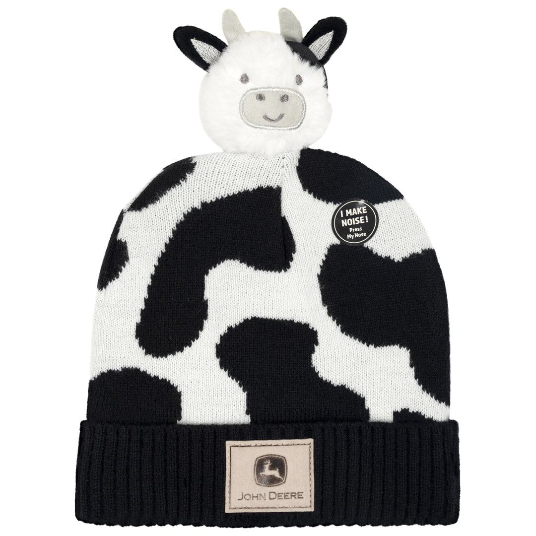 John Deere Toddler Boys' Logo Beanie Hat Cow Black White