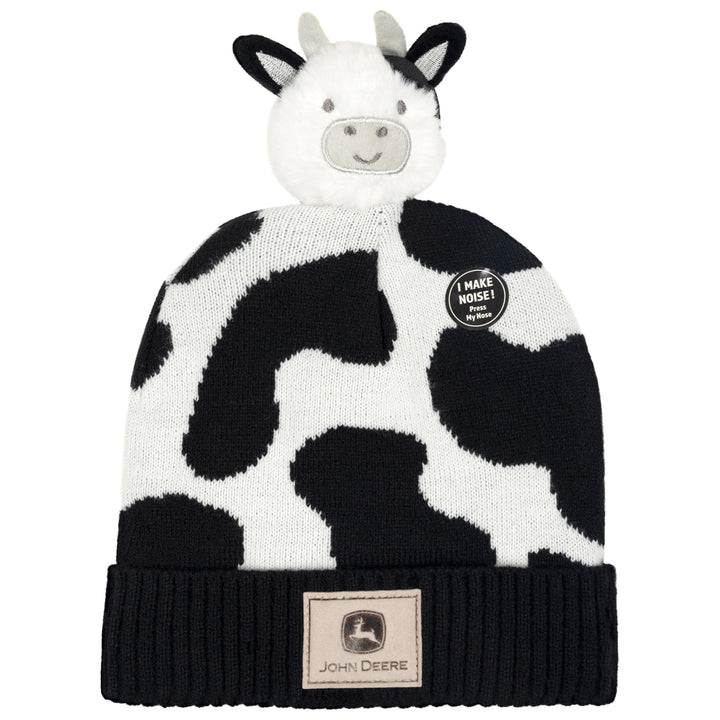 John Deere Toddler Boys' Logo Beanie Hat Cow Black White