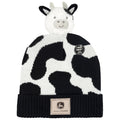 John Deere Toddler Boys' Pom Pom Beanie Hat with Sound Chip Black White Cow