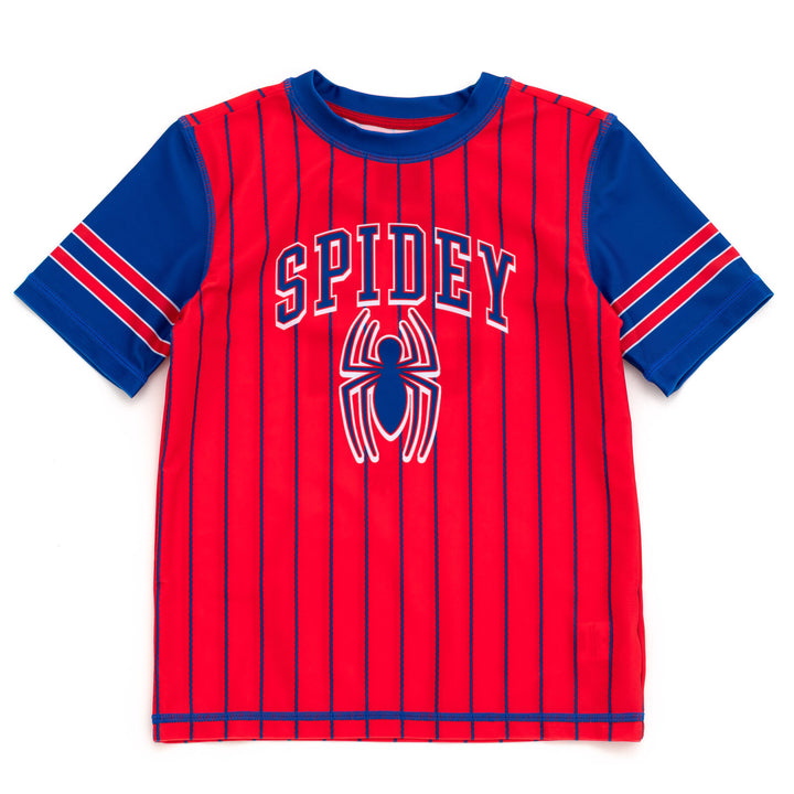 Marvel Spider-Man Boys' 2-Piece Rash Guard and Swim Trunks Set Sport Navy