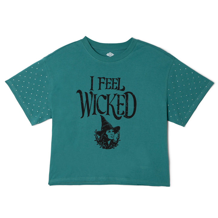Wicked Elphaba Women's Cropped Drop Shoulder T-Shirt Ivy Green