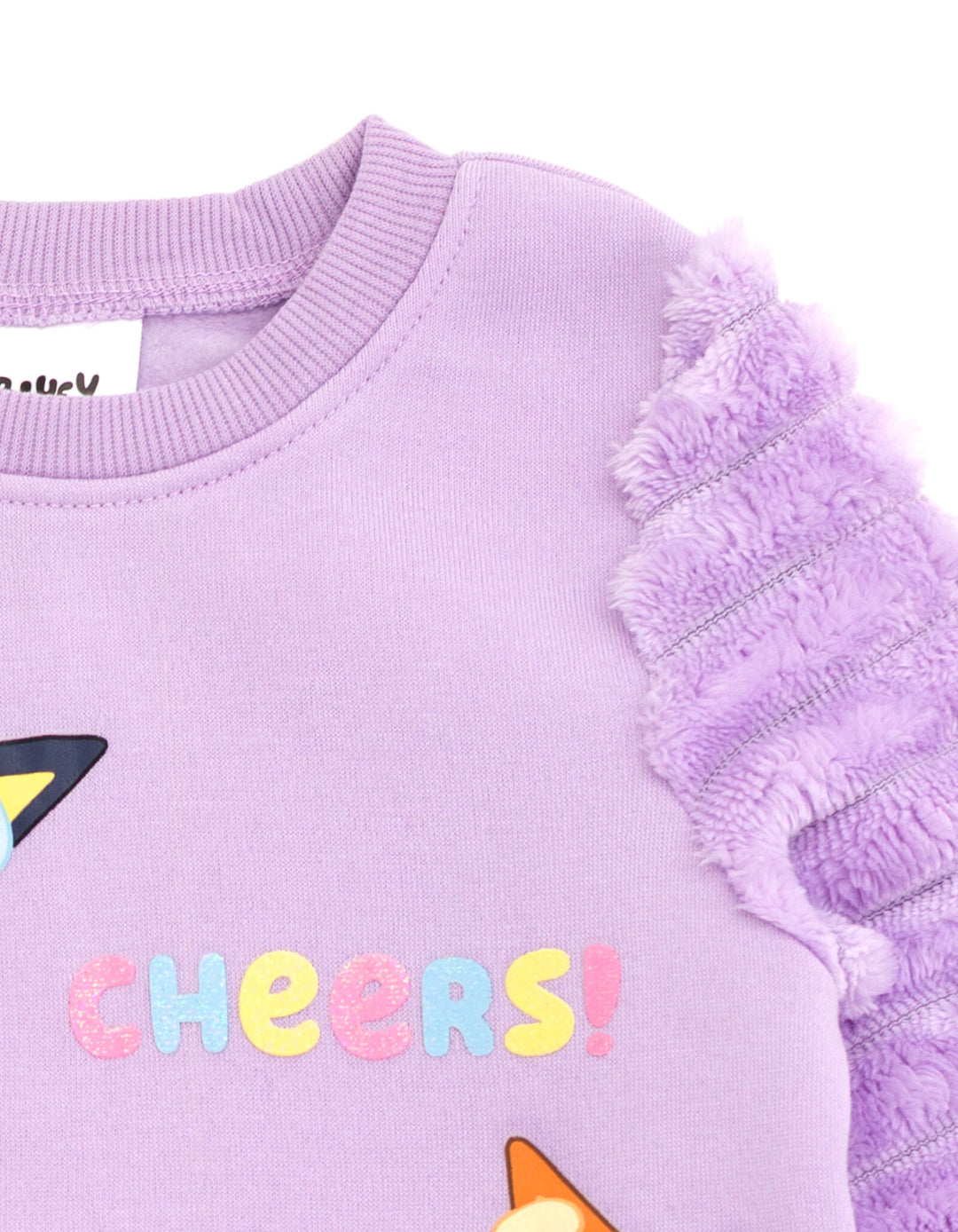 Bluey Girls' Faux Fur Pullover Sweatshirt Lavender
