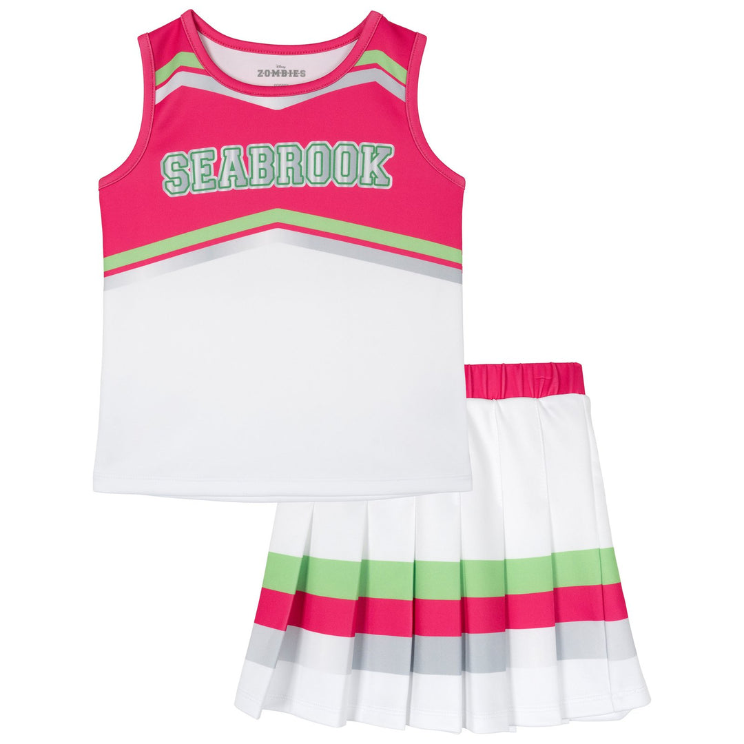 Disney Zombies Girls' Cosplay Cheerleader Tank Top and Skirt Set Hot Pink White