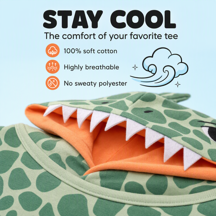 imagikids Adult Men or Women Cosplay Hooded T-Shirt Reptile Green Coral