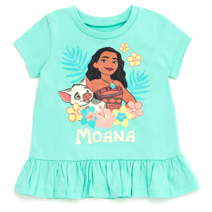 Moana Girls' 2-Piece T-Shirt and Bike Shorts Set Mint Pua