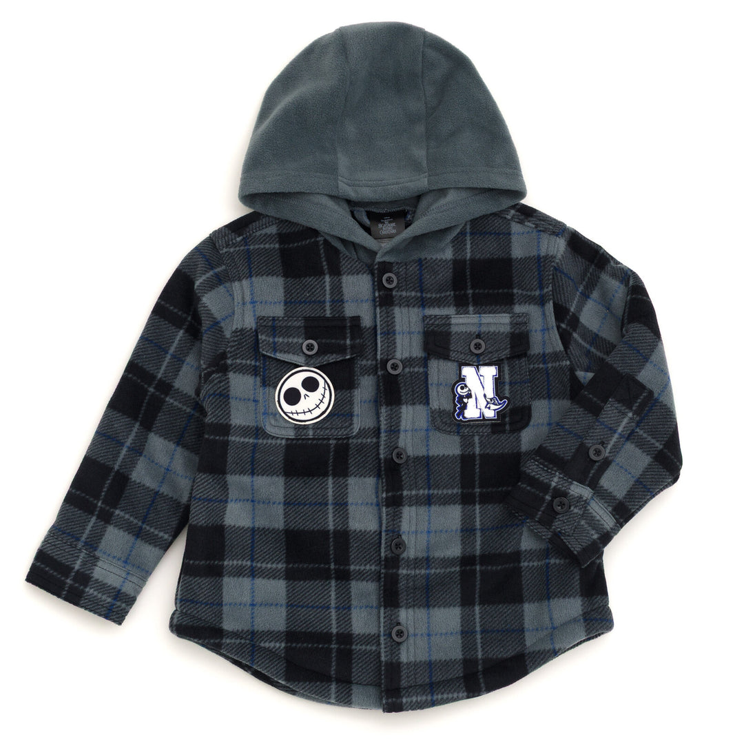 Nightmare Before Christmas Jack Skellington Boys' Hooded Shacket Grey