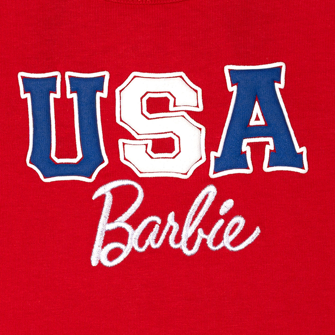 Barbie Girls' 2-Piece Sleeveless Tank Top and Shorts Set Red Navy Stripe