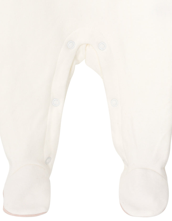 Cozeeme Baby Girls' Footed One Piece Sleep N' Play Ivory Pink Heart
