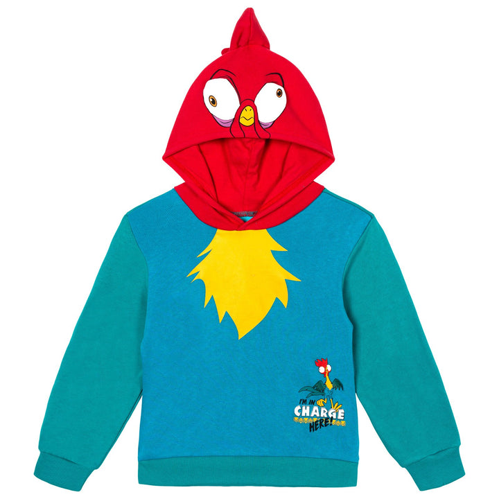 Moana Heihei Girls' Cosplay Fleece Pullover Hoodie Hei Hei Teal Red