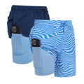 Dreamwave Men's 2-Pack Compression Liner Swim Trunks with Phone Pocket 7 inch Inseam Anti Chafing Navy Wavy Stripe