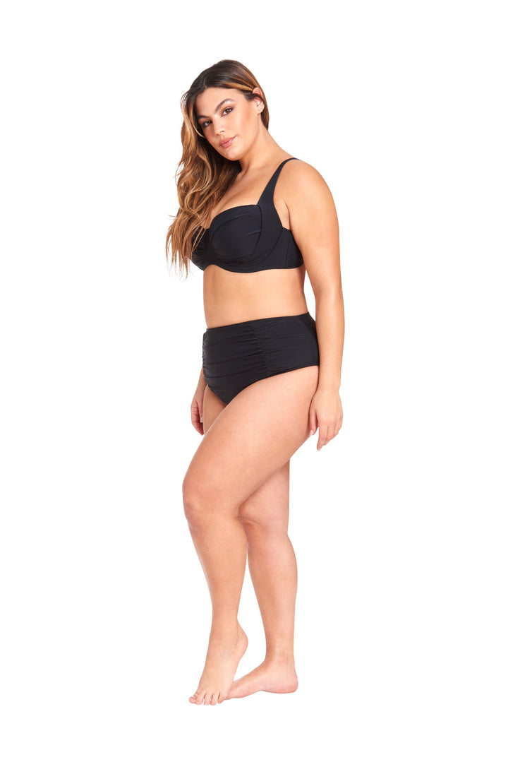 LYSA Women's Swimwear Bikini Bottom Midnight Black