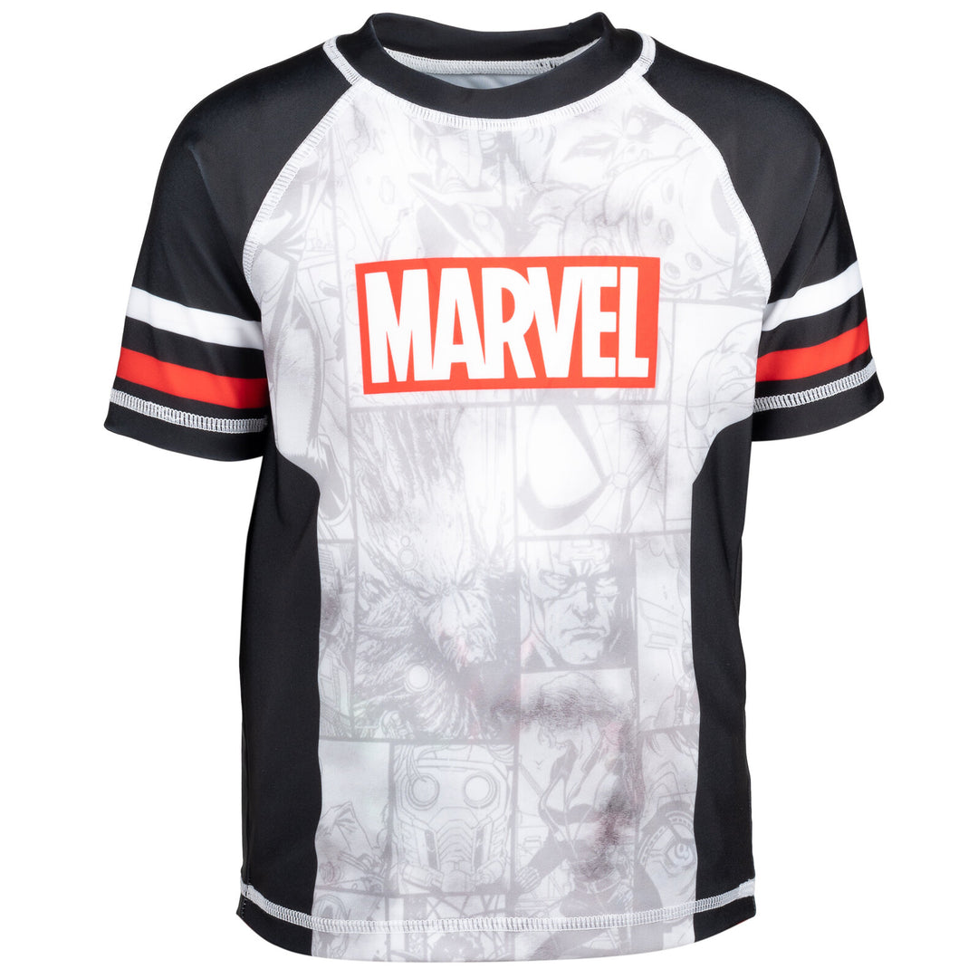 Marvel Avengers Captain America Swimwear 2-Piece Rash Guard and Trunks Set Grey