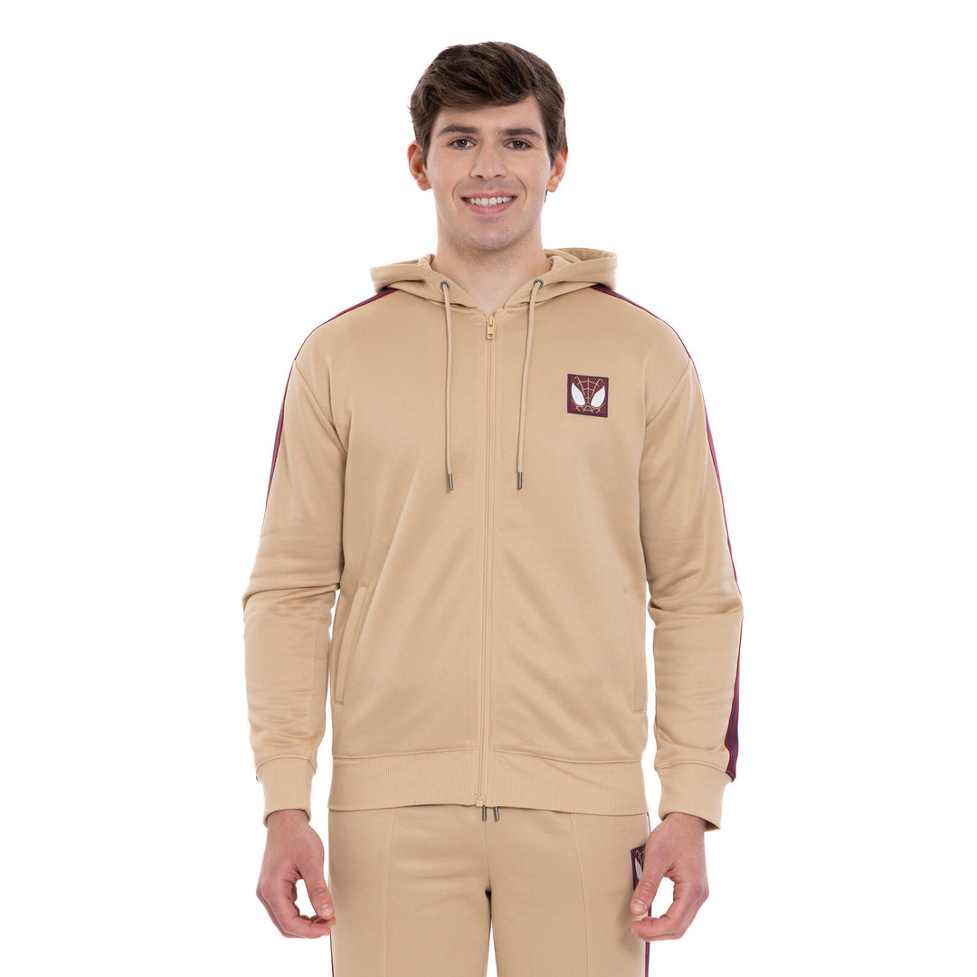 Marvel Spider-Man Men's Zip-Up Hooded Sweatshirt Tan