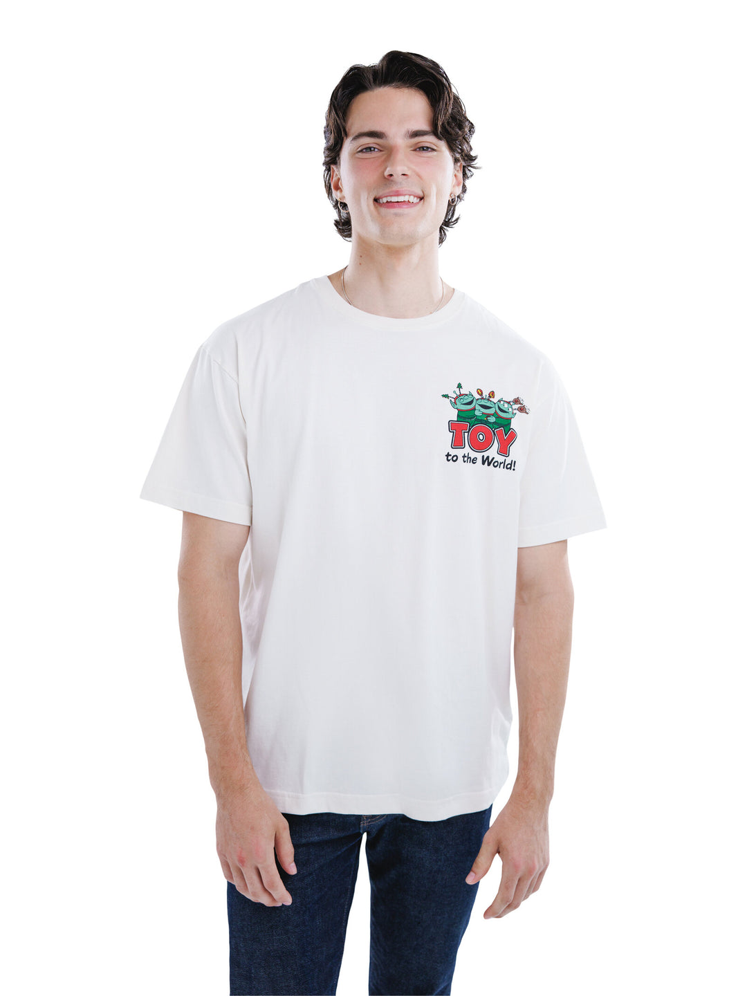 Disney Toy Story Men's Holiday Short Sleeve T-Shirt Oatmeal