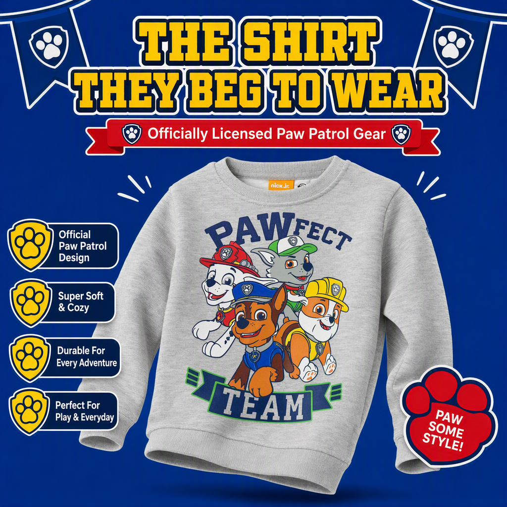 Nickelodeon Paw Patrol Boys' Fleece Sweatshirt Chase Marshall Grey