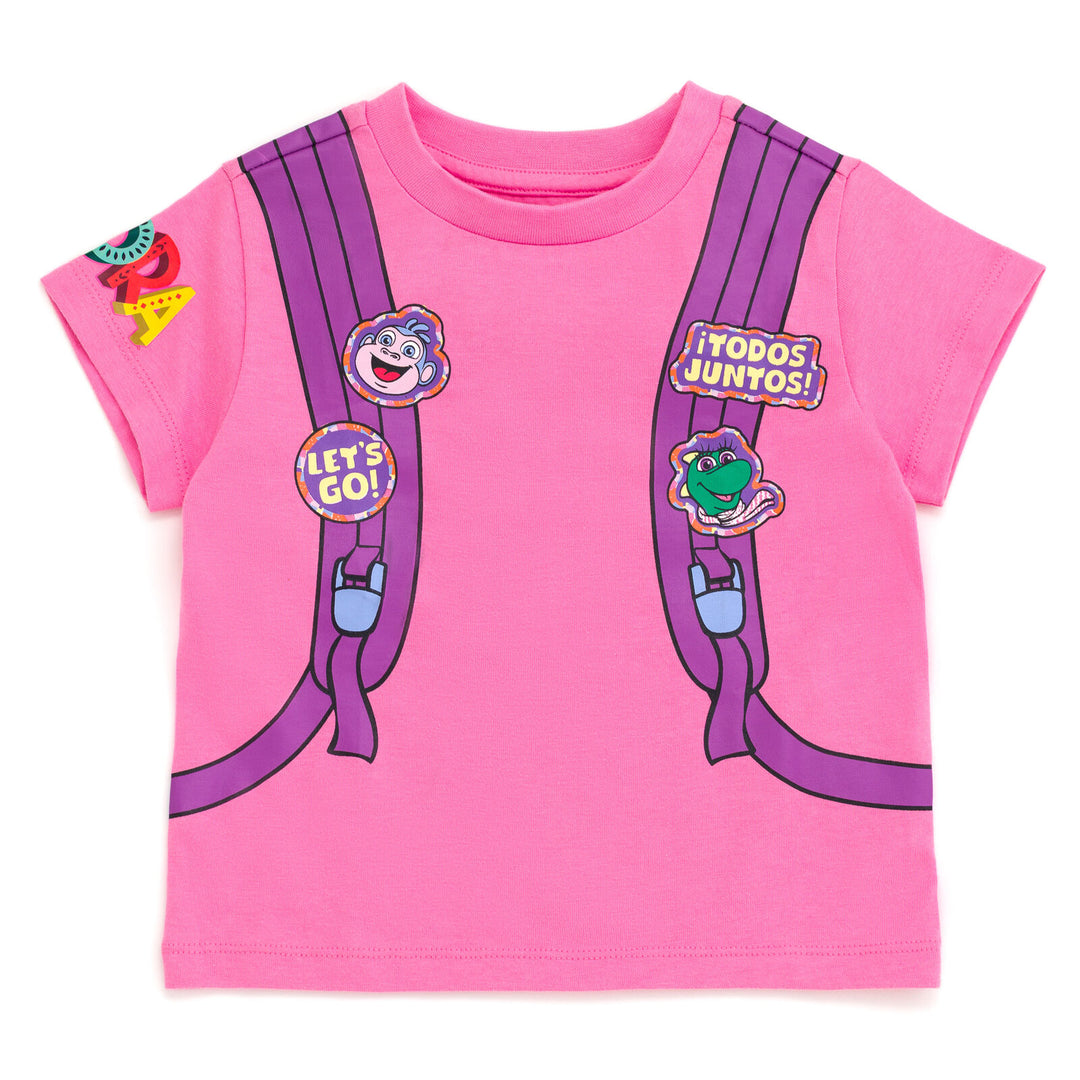 Dora the Explorer Girls' Cosplay 2-Piece Tee and Shorts Set Pink Orange
